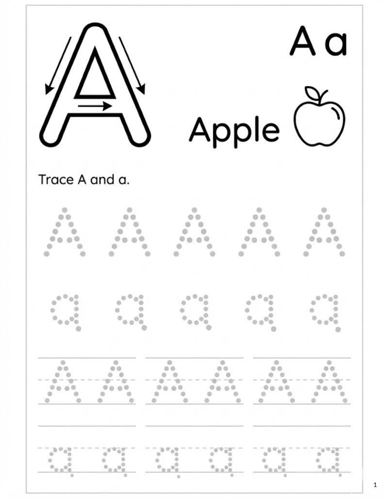 Letter A tracing page - uppercase and lowercase